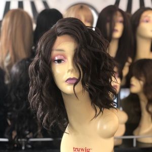 Brown black Short Curly Bob Soft Lacefront Wig 2025